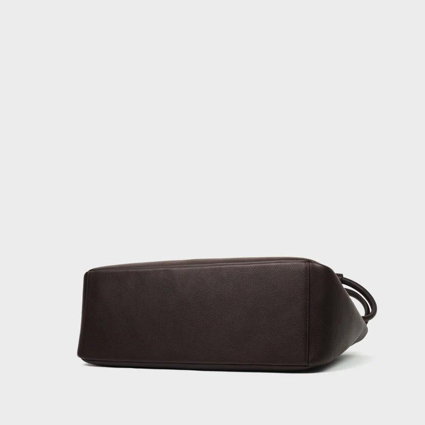 Dark Brown Pebbled Leather Structured Tote