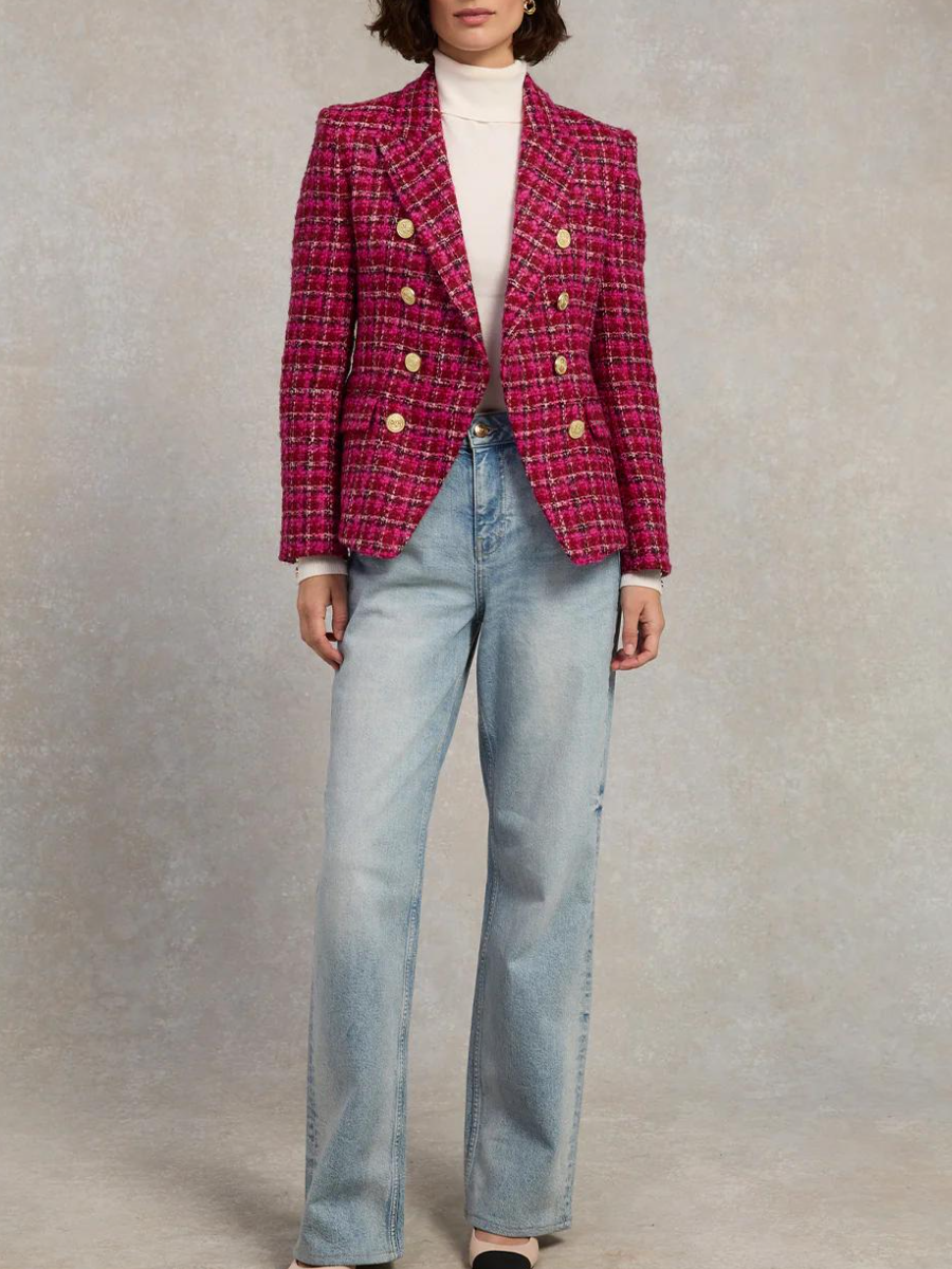 Fuchsia Tweed Blazer: 2026 New Year’s Bold-Luxe Staple