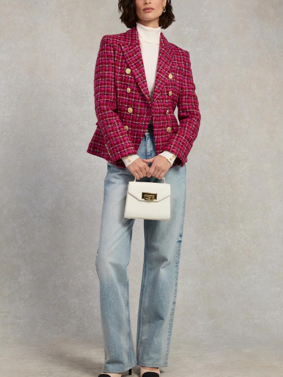 Fuchsia Tweed Blazer: 2026 New Year’s Bold-Luxe Staple