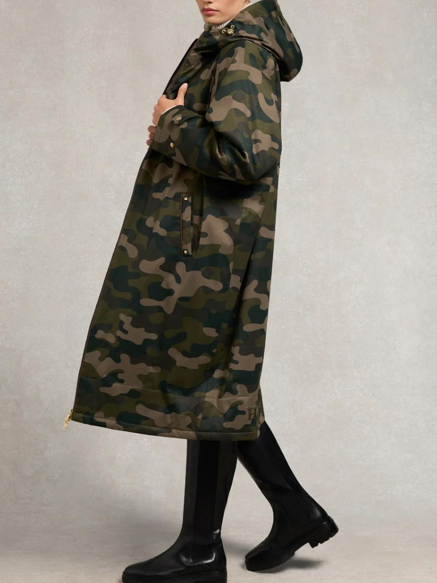 Camo-Print Oversized Midi Coat