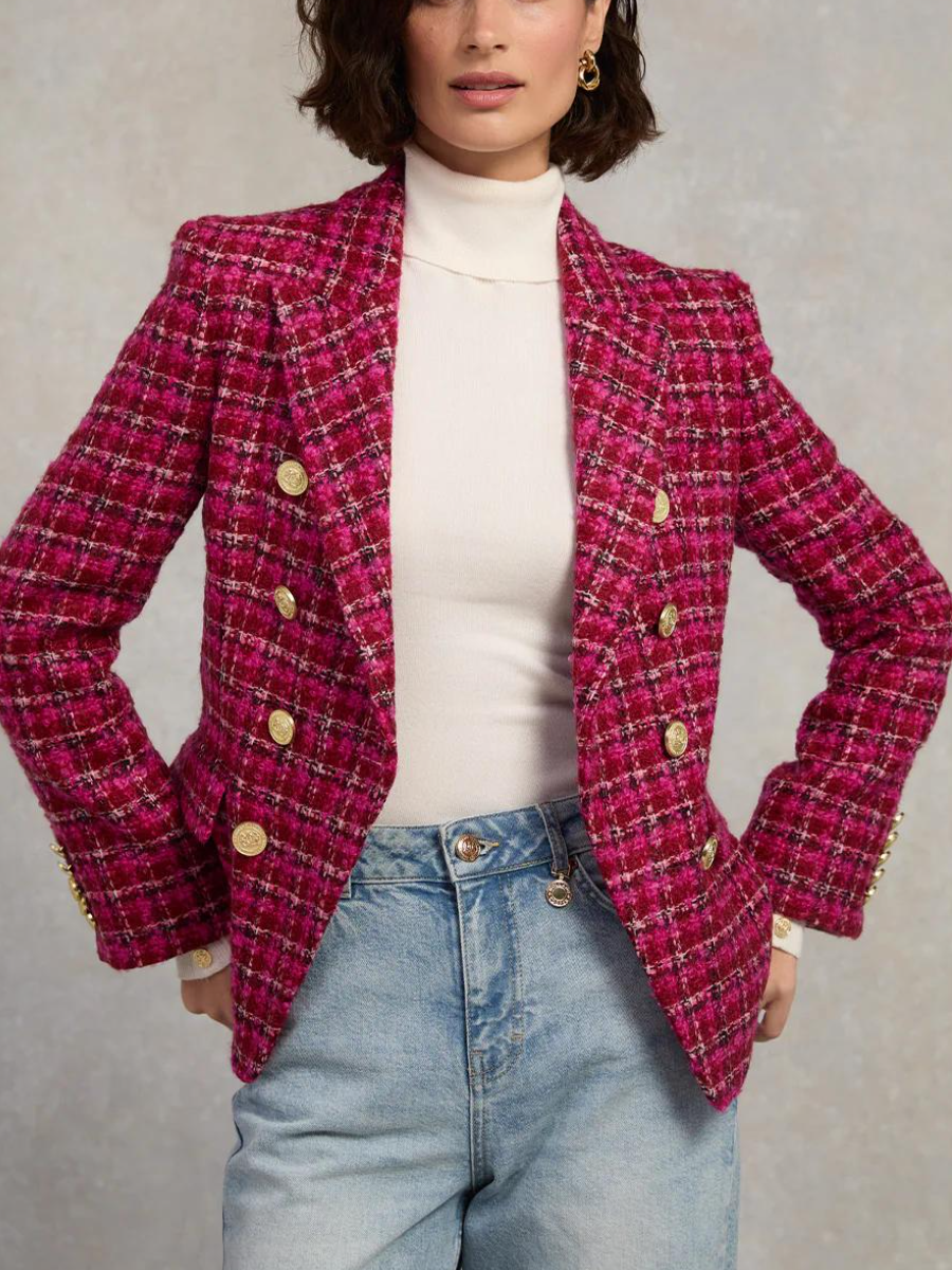Fuchsia Tweed Blazer: 2026 New Year’s Bold-Luxe Staple