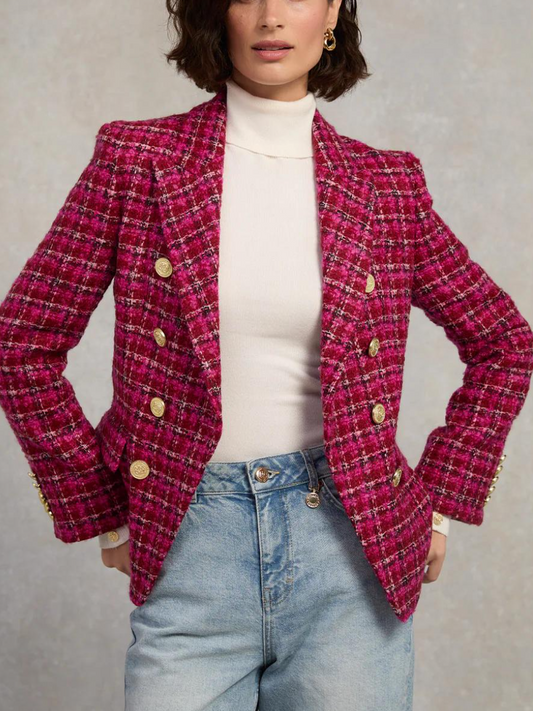 Fuchsia Tweed Blazer: 2026 New Year’s Bold-Luxe Staple