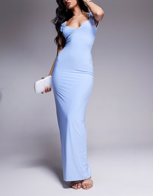 Powder Blue Sweetheart Bodycon Maxi Dress