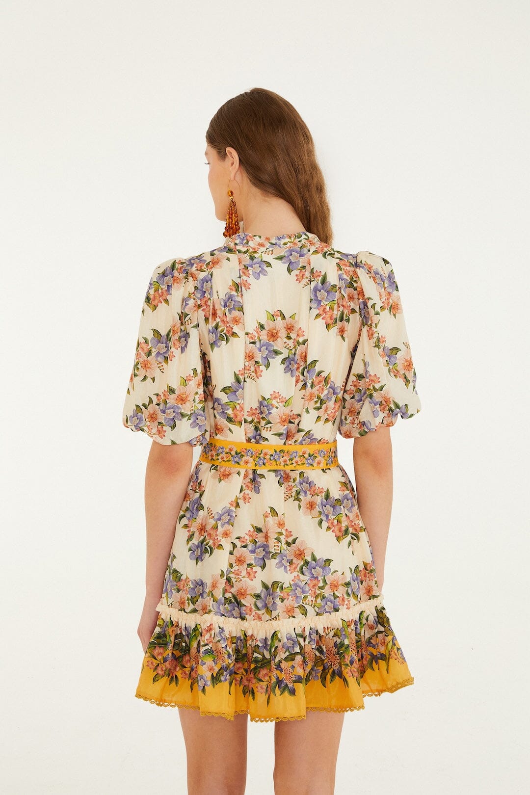Boho Floral Print Belted Mini Shirt Dress