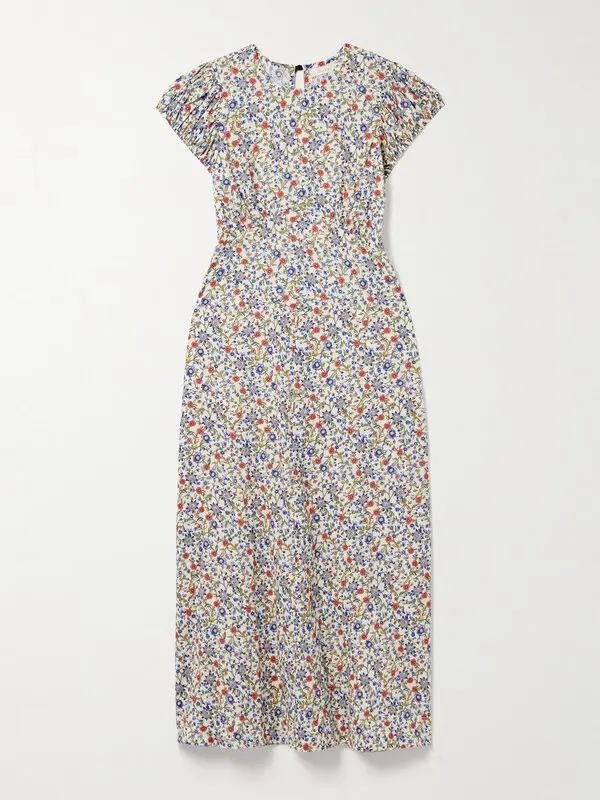Ditsy Floral Puff Sleeve Midi Dress