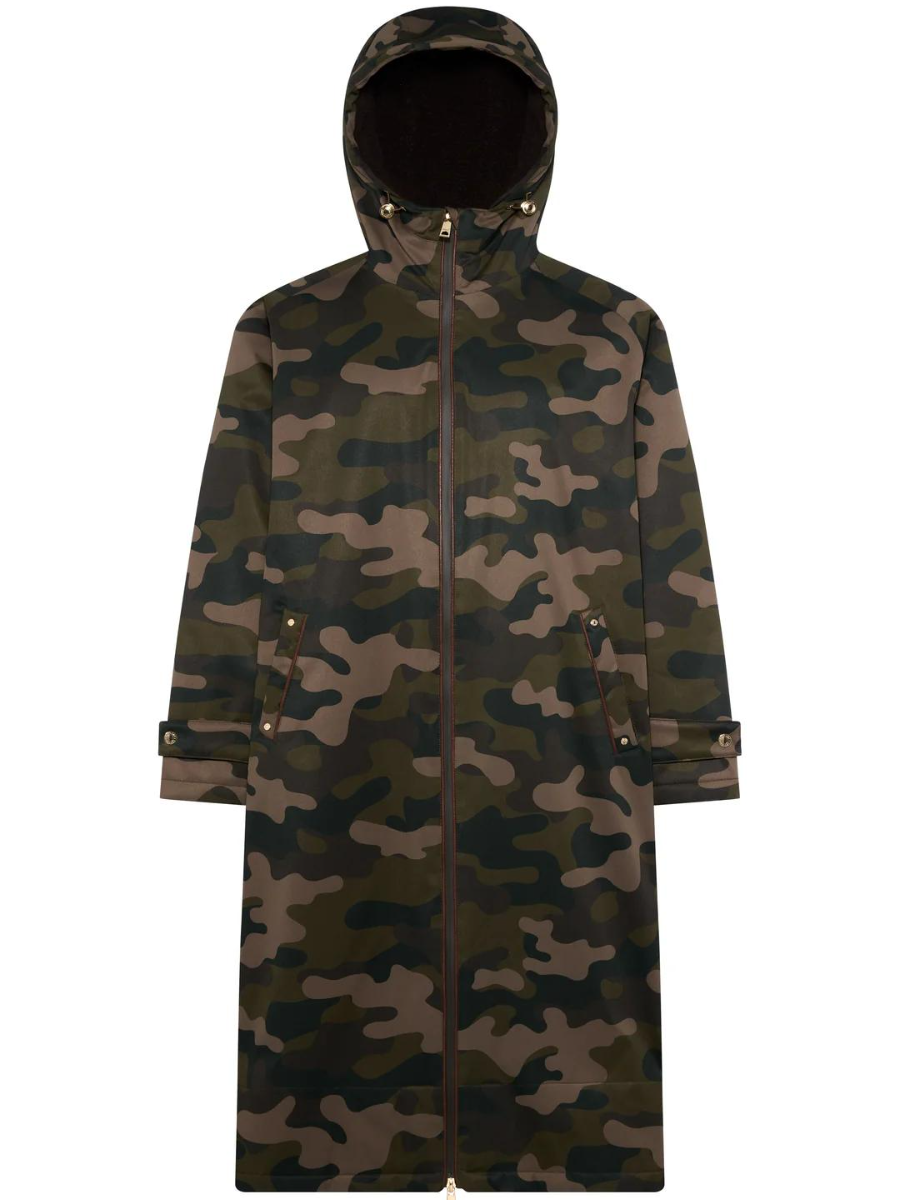 Camo-Print Oversized Midi Coat