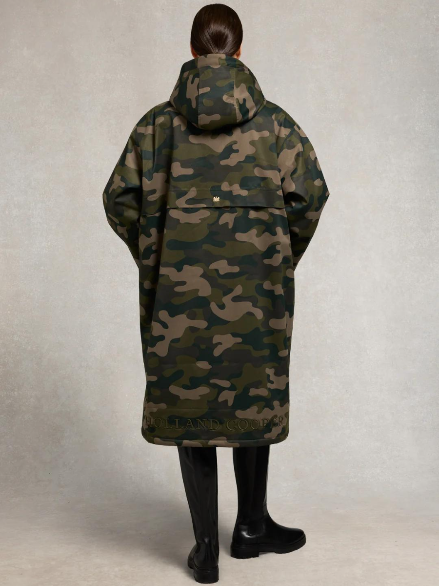 Camo-Print Oversized Midi Coat