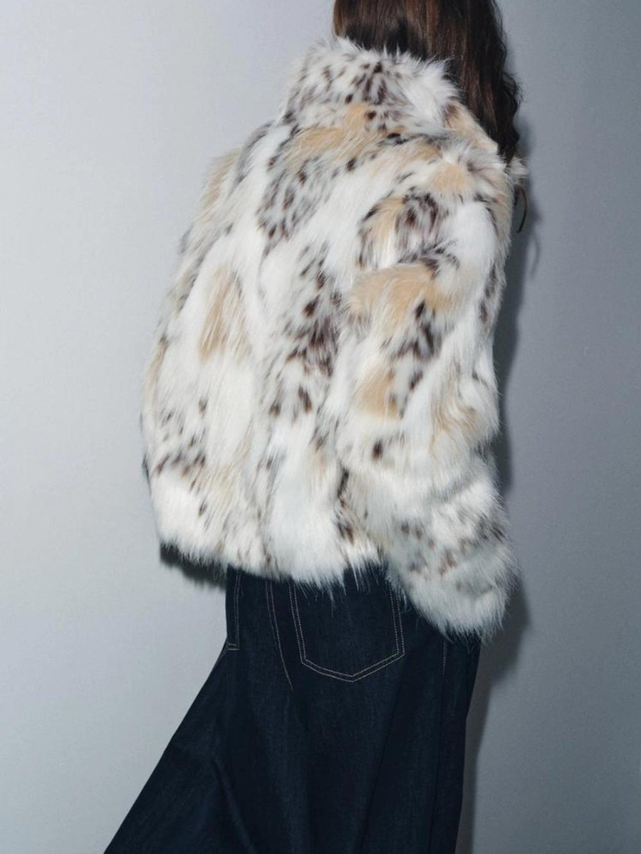 Snow Leopard Faux Fur Coat
