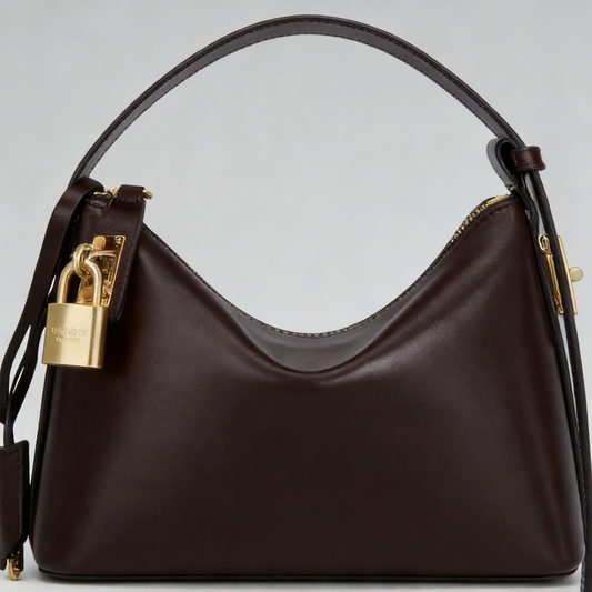 Chocolate Leather Locked Shoulder Bag