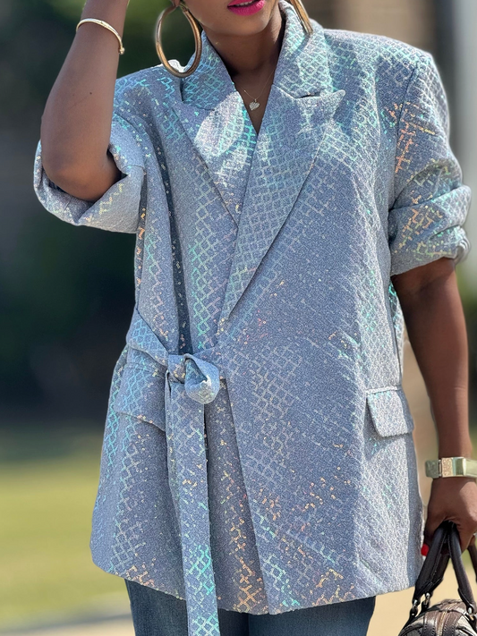 Sequined Lace-Up Jacket