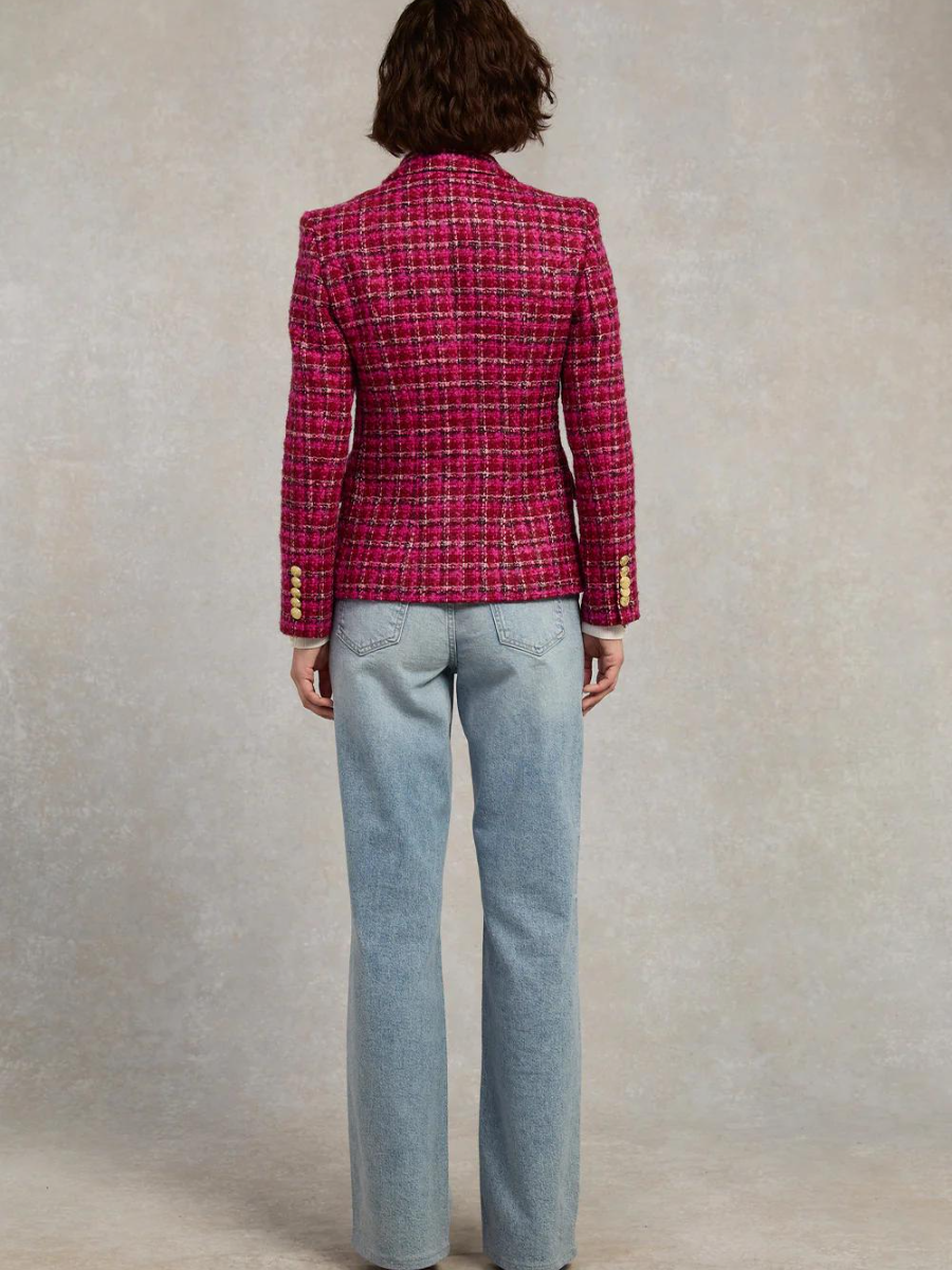 Fuchsia Tweed Blazer: 2026 New Year’s Bold-Luxe Staple