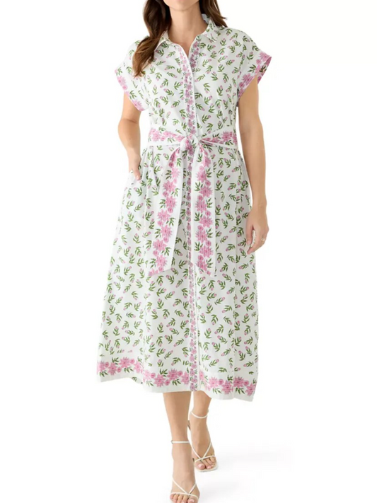 Short Sleeve Pocketed Floral Midi Dress