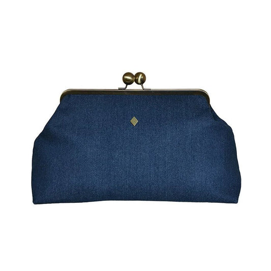 Vintage Gold-Frame Denim Evening Clutch